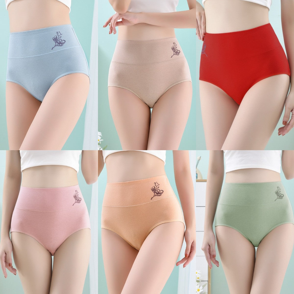 💖Prošlog dana 50% popusta - 【6-dijelni set】Pure pamučne gaćice visokog struka plus veličine za podizanje bokova [40-100 KG]