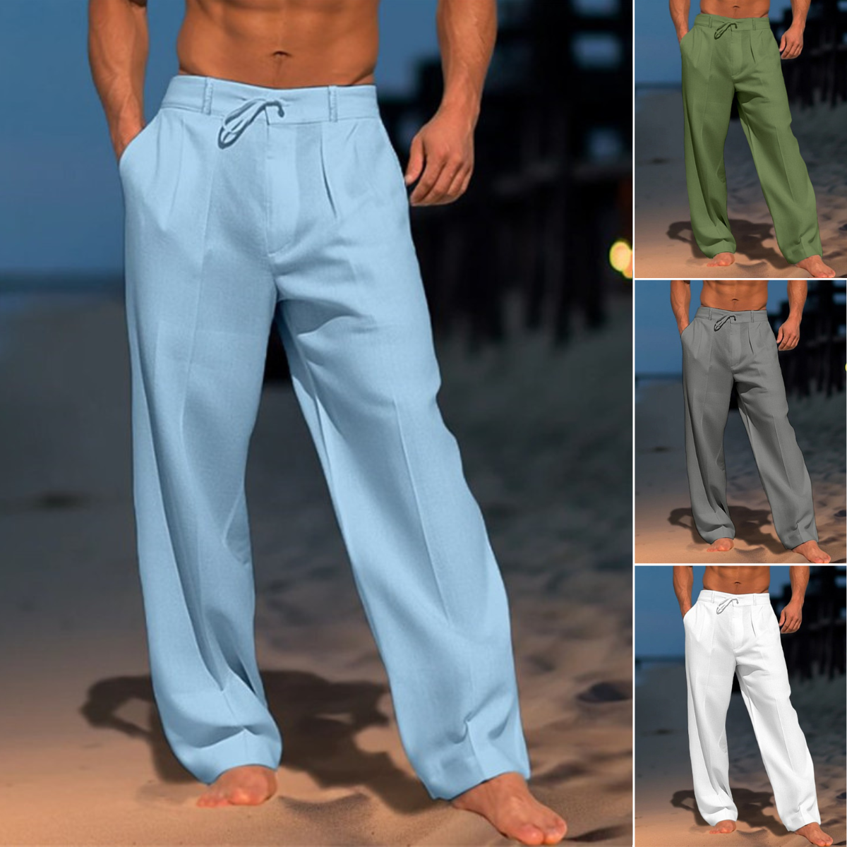 🏖️👖【Ljetni popust – 50 % 🔥】【S–3XL】😍 Muške lanene ležerne hlače velikih veličina, udobne i prozračne, idealne za svaki dan i odmor