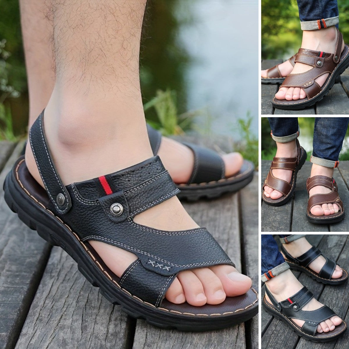 🌴👞【50% popusta 🔥】【38–44】Ljetne muške sandale od prave kože s dvostrukom namjenom