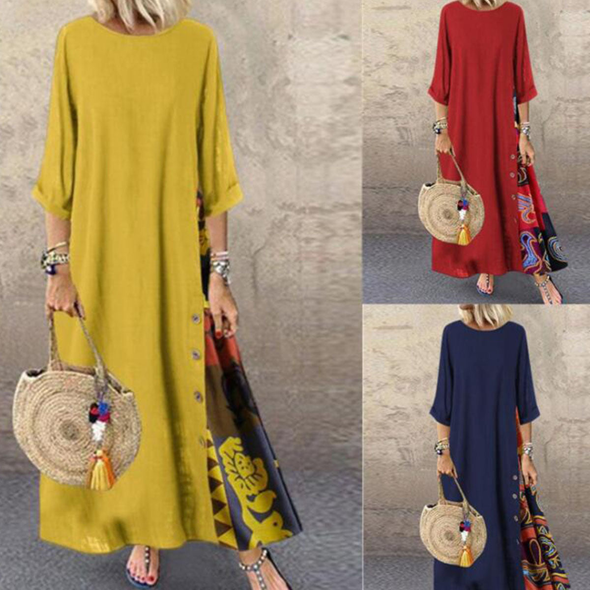 💥👗【M-5XL】2025 nova modna ženska moderna retro haljina jednobojna haljina, ležerna za odmor, dnevna svestrana🔥