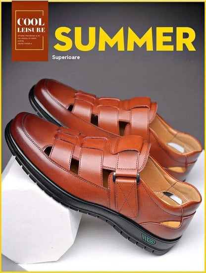 🌞🏆【38-44】Ljeto 2025. Muške prozračne šuplje neklizajuće ležerne sandale od meke kože, mekani potplat, udobne