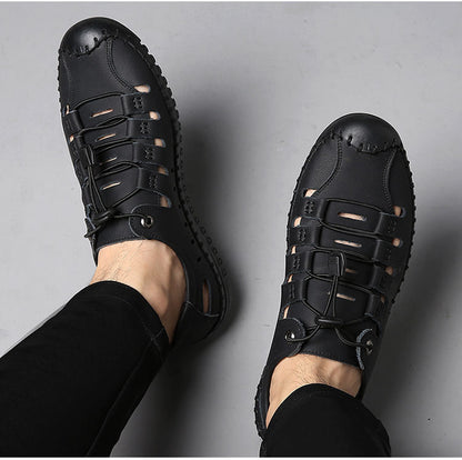 🌟【39-44】Muške ljetne sandale za plažu od prave kože s otvorenim prstima i šupljim vrhom👞✨