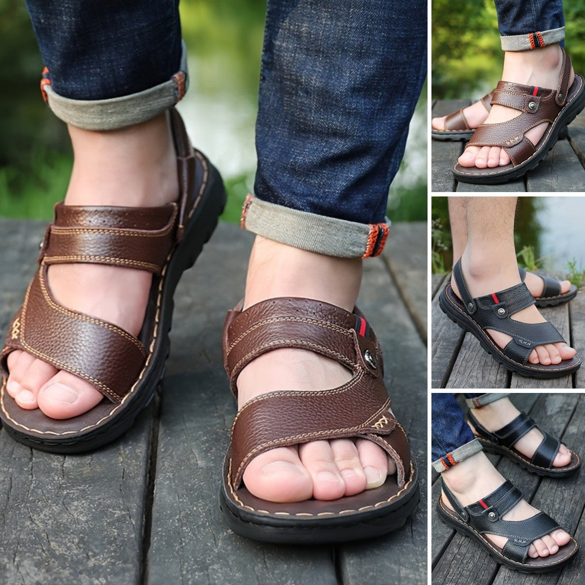 🌴👞【50% popusta 🔥】【38–44】Ljetne muške sandale od prave kože s dvostrukom namjenom