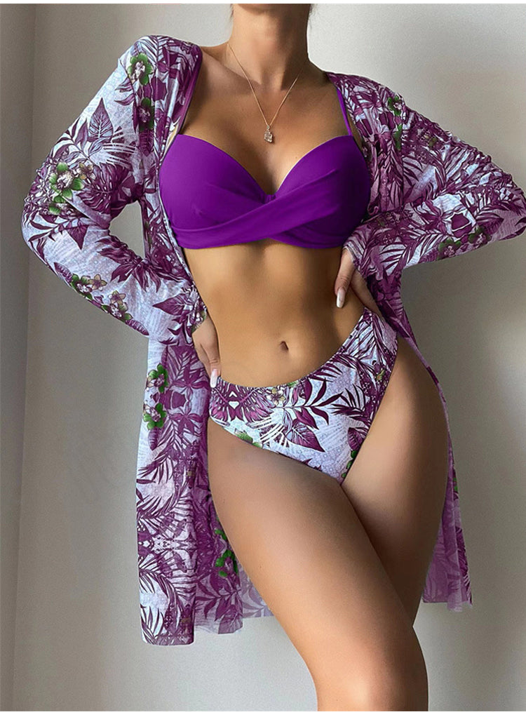 👙🛒【Trodijelni set】✨👙Novi ženski komplet kupaćih kostima s uzorkom 2025., kupaći kostim u stilu primorskog ljetovališta