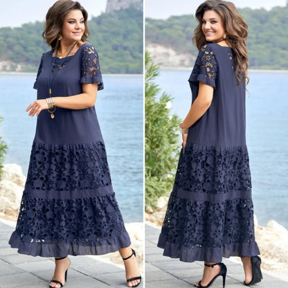 🔥💖【S-5XL】👗💖2025 nova modna haljina sa šupljim čipkastim uzorkom, udobna i prozračna, velika i labava
