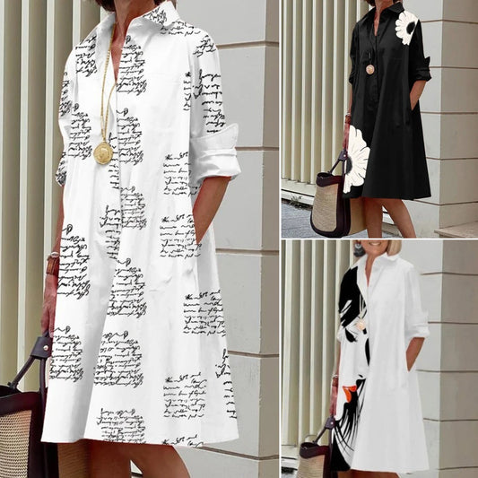 🔥👗【50% off】🌹💖【S-3XL】2025 nova modna svestrana ženska haljina košulja s printom, moderan dizajn, naglašavajući šarm