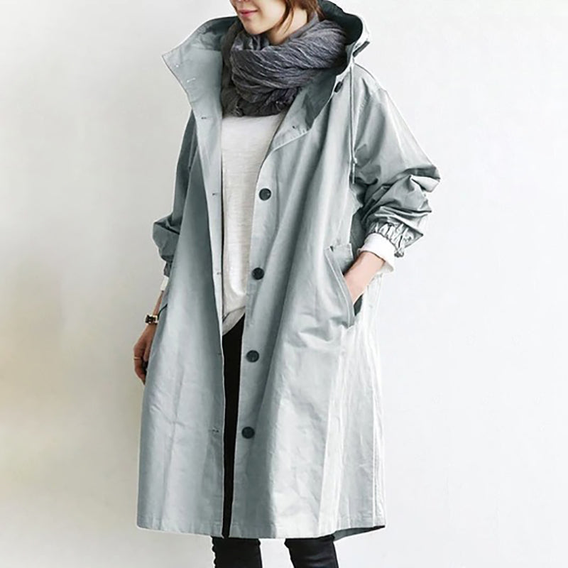 【S-5XL】Ženska nova dnevna modna vjetrovka s kaputom dugih rukava-3750985