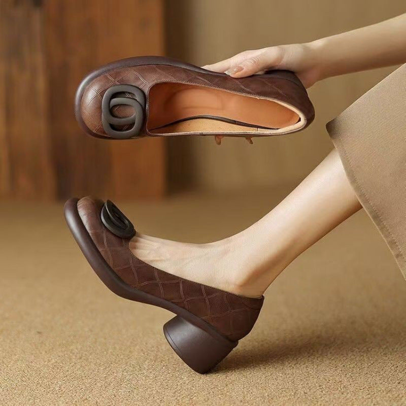 👠【Ograničena ponuda 50%】【35-40】2025 Nove udobne kožne cipele 👠 Retro potpetica 5 cm 🌟 Elegantne i svestrane