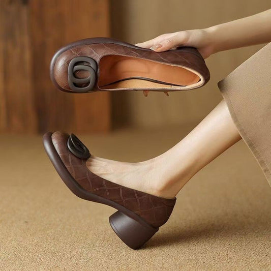 👠【Ograničena ponuda 50%】【35-40】2025 Nove udobne kožne cipele 👠 Retro potpetica 5 cm 🌟 Elegantne i svestrane