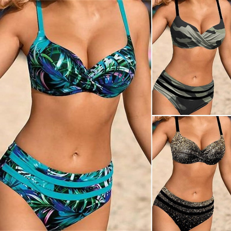 【Novi modeli】【S~5XL】👙👙2025. Novi bikini kupaćeg kostima veće veličine s podijeljenim printom