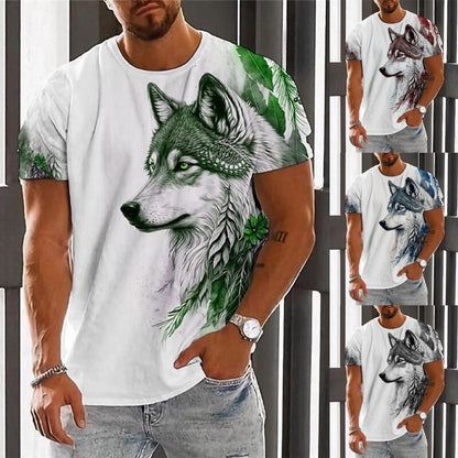 💥👕【2XS-6XL】🌹🏆Ljetni novi proizvod 2025. - Muška majica kratkih rukava s printom vukova - Pamuk ugodan za kožu, mekan i prozračan