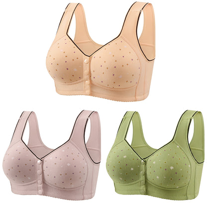 🔥【Pakiranje od 3】Ženski grudnjak bez žice s prednjim gumbima 【40-120 kg】❤️Pamuk, prirodni antibakterijski, udoban, udoban