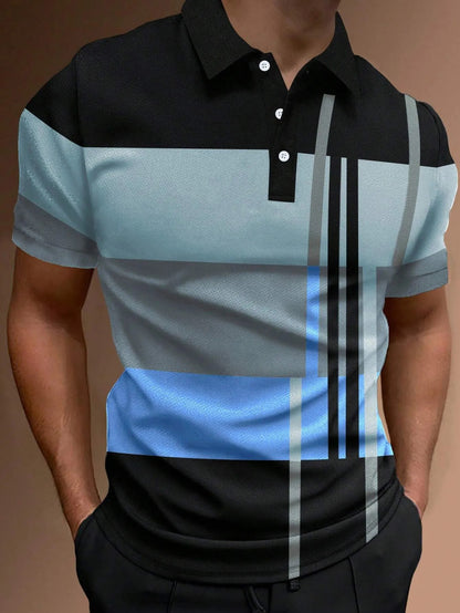 👔👔【S-6XL】Muška POLO majica s 3D prugama u bloku boja-3935339
