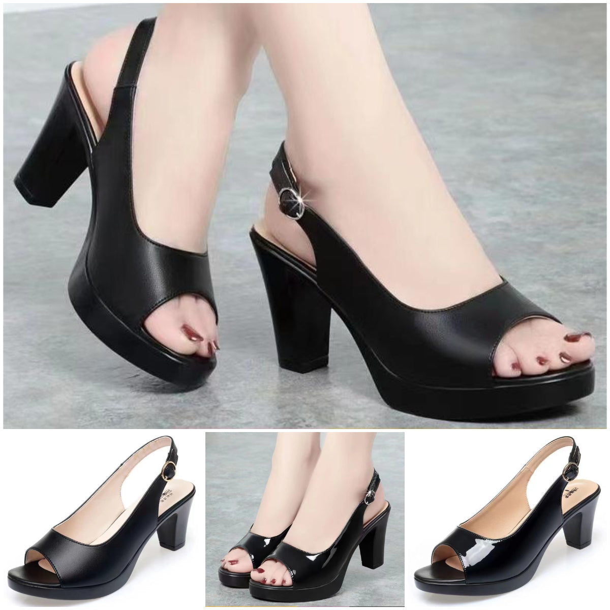 💥👡【Popust na novi proizvod】Nove ženske ležerne elegantne sandale na visoku petu s ribljim ustima iz 2025., udobne i protuklizne