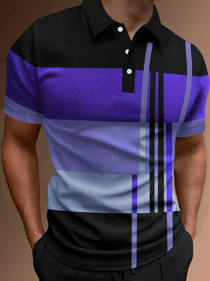 👔👔【S-6XL】Muška POLO majica s 3D prugama u bloku boja-3935339